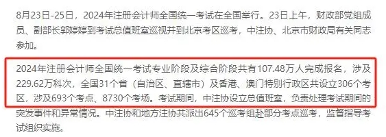 2024年注會(huì)考試參考率曝光！多地注協(xié)已公布
